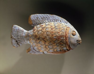 エジプトの陶器に描かれた魚（セラミック） 作： Egyptian