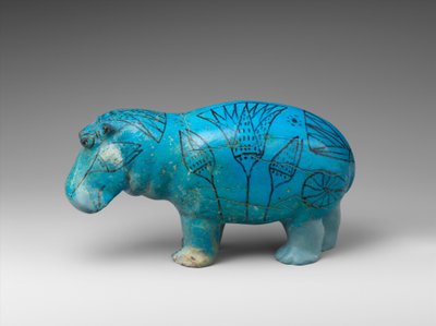 立っているカバ、紀元前1900年頃（ファイエンス 作： Egyptian 12th Dynasty