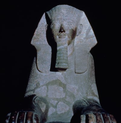 ハトシェプスト女王のスフィンクス、新王国、ハトシェプスト女王葬祭殿（花崗岩） 作： Egyptian 18th Dynasty