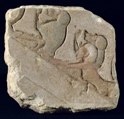 アメノフィスIV（アケナテン）ヒヒ、ニューキングダム（塗られた石） 作： Egyptian 18th Dynasty