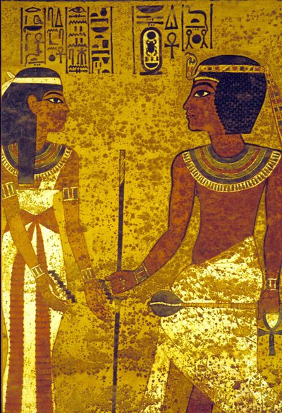 古代エジプト、ツテンカムンとその妻、ツテンカムンの墓、テーベ 作： Egyptian 18th Dynasty