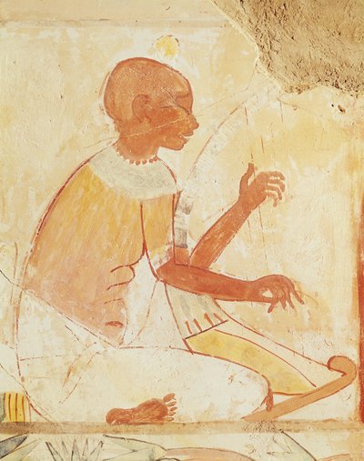 ブラインドハープ奏者の歌唱、新王国、ナクトの墓（壁画） 作： Egyptian 18th Dynasty
