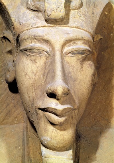 アメンフィスの胸像IV（アケナテン）（紀元前1364-1347年）アメン神殿、カルナック、紀元前1353-1337年頃（砂岩）（詳細） 作： Egyptian 18th Dynasty