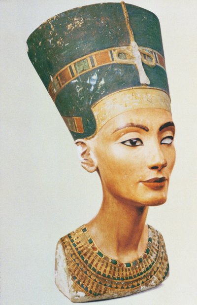 テル・エル・アマルナの彫刻家トトモーゼのスタジオにある女王ネフェルティティの胸像（塗られた石灰岩）（114018、114019、114020も参照） 作： Egyptian 18th Dynasty