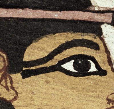 新王国時代、紀元前1450年頃の「マジャの女」の石棺の装飾の詳細（彩色された木）（95067の詳細 作： Egyptian 18th Dynasty