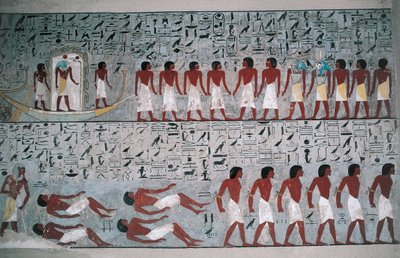 エジプト、ルクソール、王家の谷、ホレムヘブの墓、壁画 作： Egyptian 18th Dynasty