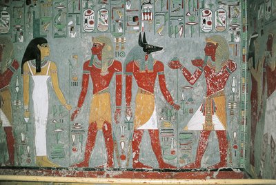 エジプト、ルクソール、王家の谷、ホレムヘブの墓、壁画 作： Egyptian 18th Dynasty
