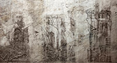 エジプトのアンティーク：ヴィジール・ラモースの墓（18王朝）を飾る未完成の絵。ルクソール、西岸、エジプト貴族の墓 作： Egyptian 18th Dynasty