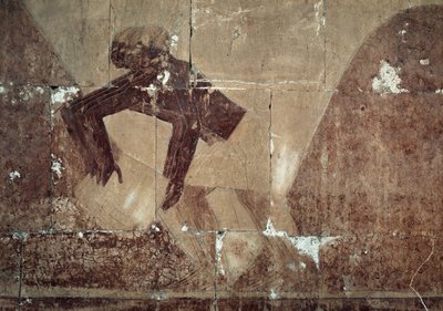 食物の交換、プントの地への遠征を描いた場面の細部、彩色レリーフ、プントの列柱廊、ハトシェプスト葬祭殿、デイル・エル・バハリ、テバン・ネクロポリス、エジプト文明、新王国時代、第18王朝 作： Egyptian 18th Dynasty