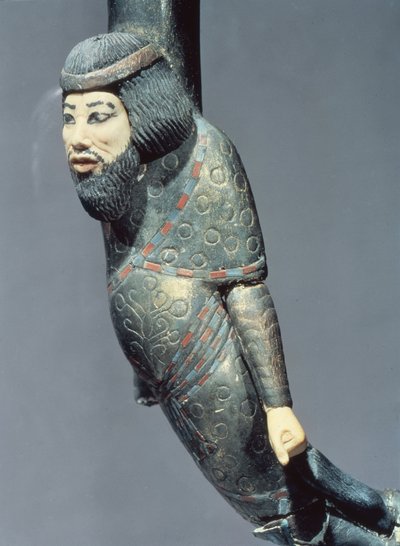 ツタンカーメンの墓からの儀式用杖の端からのシリアの図（c.1370-52 BC）ニューキングダム（木と象牙）（149407も参照） 作： Egyptian 18th Dynasty