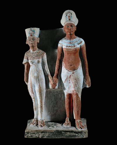 アクナトンとネフェルティティのフィギュリン... 作： Egyptian 18th Dynasty