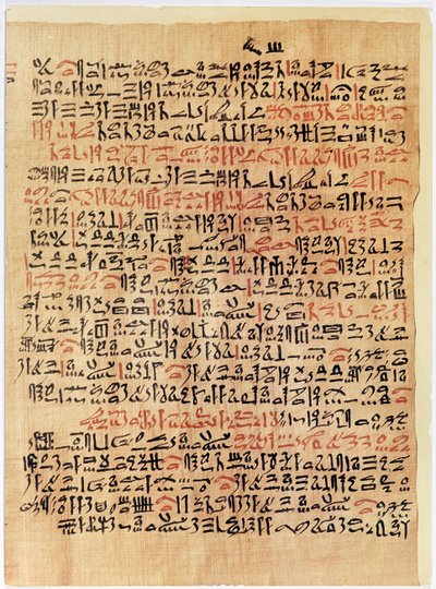 エバーの断片パピルス、ニューキングダム、紀元前1550年頃（パピルス） 作： Egyptian 18th Dynasty