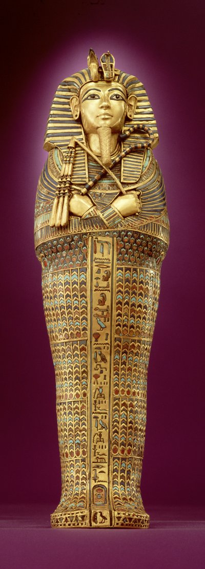 ツタンカーメンの墓（c.1370-1352 BC）からの天蓋付き棺の1つを正面から見た図。 作： Egyptian 18th Dynasty