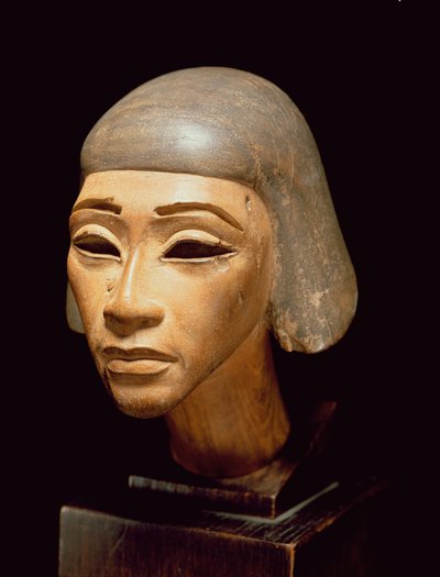 ハープ奏者の頭、テル・エル・アマルナ出身、紀元前1370年〜1360年（木） 作： Egyptian 18th Dynasty