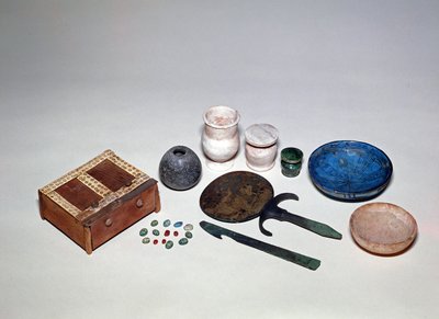 エジプト人女性の墓から出土した品々（新王国時代、シドマント・エル・ゲベル出土の墓群1723より 作： Egyptian 18th Dynasty