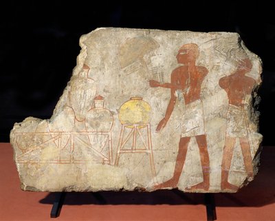 アンフォラを手にした使用人たち． 作： Egyptian 18th Dynasty