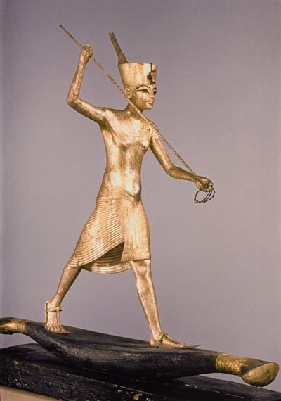 銛打ち機、ツタンカーメンの墓より（紀元前1370年頃～1352年頃）新王国時代（ブロンズ、金箔張り 作： Egyptian 18th Dynasty