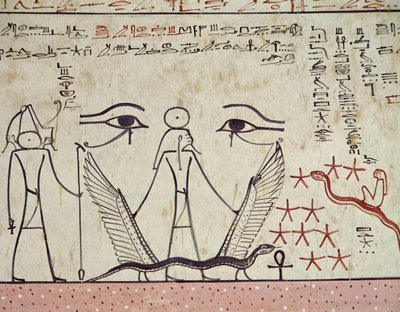二つの神秘的な目、ツトメス3世の墓から（紀元前1504-1450年）新王国（壁画） 作： Egyptian 18th Dynasty