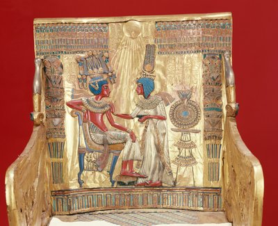 ツタンカーメンの墓からの玉座（c.1370-1352 BC）New Kingdom（gold） 作： Egyptian 18th Dynasty
