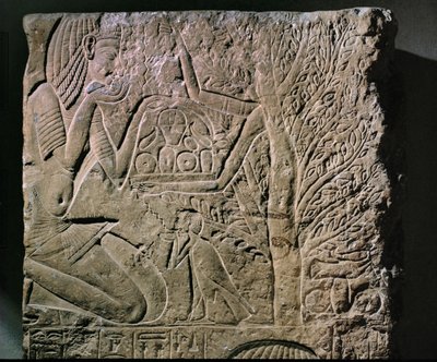 木の女神が食べ物や飲み物を提供（救済） 作： Egyptian 18th Dynasty