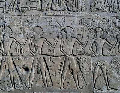 レリーフ、アメン神殿、ラメセス2世の中庭（ユネスコ世界遺産リスト 作： Egyptian 19th Dynasty