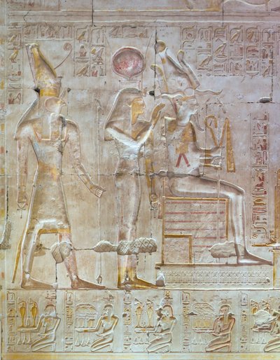 Relevo colorido, templo de Seti I, Abydos, Egito 作： Egyptian 19th Dynasty