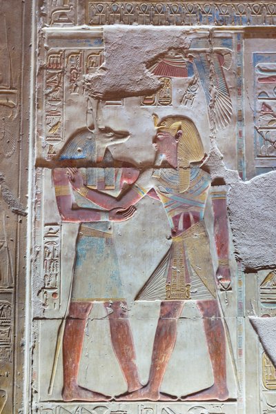 Relevo colorido, templo de Seti I, Abydos, Egito 作： Egyptian 19th Dynasty