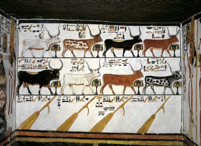 エジプト、テーベ、ルクソール、王妃の谷、ネフェルタリの墓、控えの間の別館、壁画、死者の書の挿絵、第89章 作： Egyptian 19th Dynasty