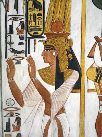 エジプト、テーベ、ルクソール、王妃の谷、ネフェルタリの墓、控えの間の別館、壁画、王妃 作： Egyptian 19th Dynasty