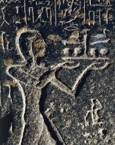 プタハ神に捧げられた、メルネプタ王子を礼拝する花崗岩の像 作： Egyptian 19th Dynasty