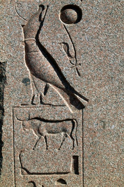 ホルスの名を記したヒエログリフ、エジプト、タニス、アメン大神殿、新王国時代、XIX年 作： Egyptian 19th Dynasty