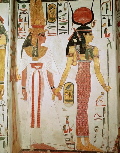 イシスとネフェルタリ、新王国、ネフェルタリの墓（壁画） 作： Egyptian 19th Dynasty