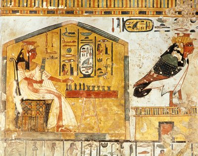 セネ、ネフェルタリ女王の墓からの壁画の詳細を再生するネフェルタリ、新しい王国 作： Egyptian 19th Dynasty