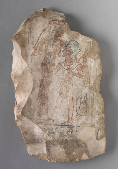 オストラコン：女神に抱かれたラメセス2世、紀元前1279年〜1213年 作： Egyptian 19th Dynasty
