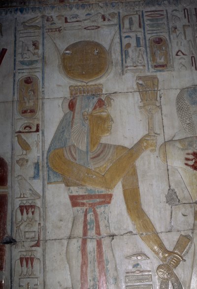 ハトル女神を描いたレリーフ、セティ1世神殿、オシリス礼拝堂 作： Egyptian 19th Dynasty