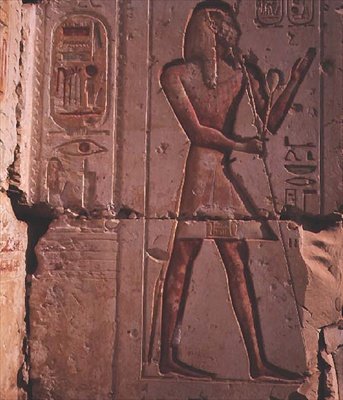 ファラオ、ラメセス2世の寺院からの石のレリーフ、紀元前1298年頃 作： Egyptian 19th Dynasty
