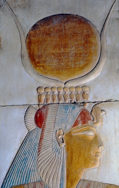 イシスのプロフィール、セティの神殿I、アビドス 作： Egyptian 19th Dynasty