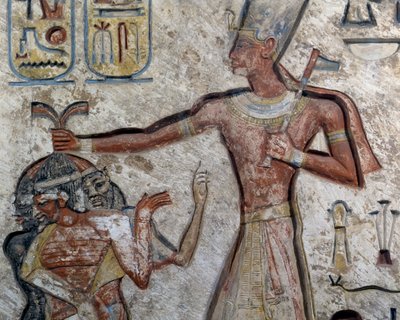 囚人の髪を掴むラメセス2世、詳細、エジプト文明、新王国時代、第19王朝 作： Egyptian 19th Dynasty