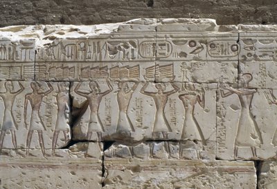 レリーフ、ラムセス2世神殿、アビドス、エジプト、エジプト文明、新王国時代、第19王朝（写真） 作： Egyptian 19th Dynasty