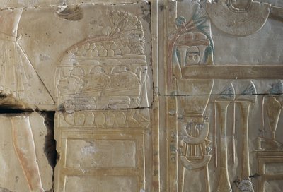 レリーフ、ラムセス2世神殿、アビドス、エジプト、エジプト文明、新王国時代、第19王朝（写真） 作： Egyptian 19th Dynasty