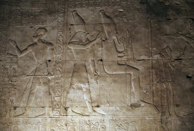 レリーフ、セティ1世神殿、アビドス、エジプト、エジプト文明、新王国時代、第19王朝（写真） 作： Egyptian 19th Dynasty