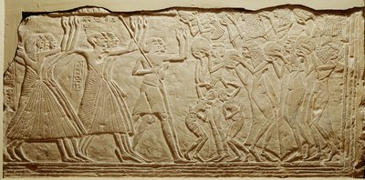 サッカラ（石灰岩）からの葬儀を描いたレリーフ 作： Egyptian 19th Dynasty