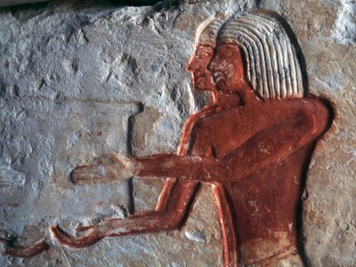 運び屋を描いたレリーフ、レテヤの墓、サッカラ、エジプト、エジプト文明、新王国時代、第十九王朝 作： Egyptian 19th Dynasty
