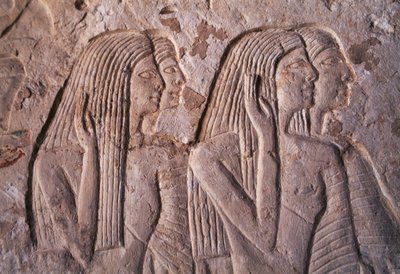 女性たちを描いたレリーフ、レテヤの墓、サッカラ、エジプト、エジプト文明、新王国時代、第十九王朝 作： Egyptian 19th Dynasty