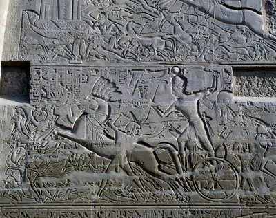 セティ1世のシリアとパレスチナにおける遠征、浮き彫り、カルナック神殿複合体、大列柱室の北外壁（ユネスコ世界遺産リスト 作： Egyptian 19th Dynasty