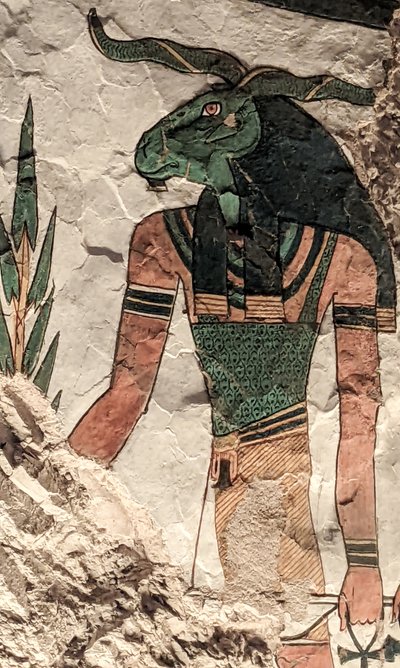 雄羊の頭を持つ使者（壁画） 作： Egyptian 19th Dynasty