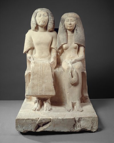 ユニーとその妻レネヌエット、紀元前1280年頃（石灰岩塗装） 作： Egyptian 19th Dynasty