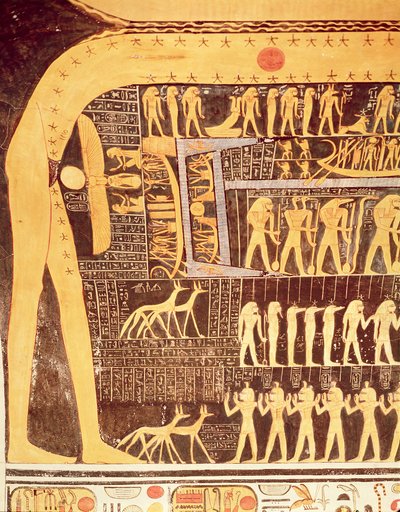 ラムセス6世の墓の埋葬室の天井からの日の本の詳細VI（r.1143-1136 BC）ニューキングダム（壁画） 作： Egyptian 20th Dynasty