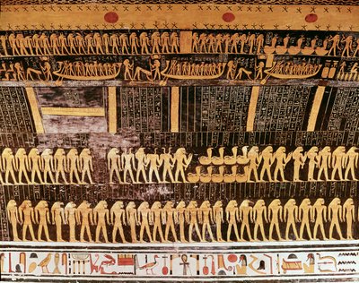ラムセス6世の墓の埋葬室の天井からの日の本の詳細VI（r.1143-1136 BC）ニューキングダム（壁画） 作： Egyptian 20th Dynasty
