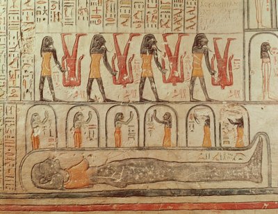 ラムセス6世の墓（紀元前1143〜1136年）の墓の埋葬室からの地球の書の詳細（壁画） 作： Egyptian 20th Dynasty